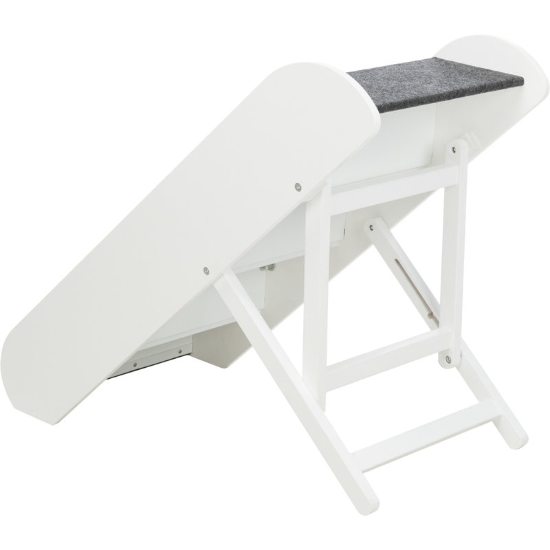 White Adjustable 4-Step Pet Stairs with Carpet Treads