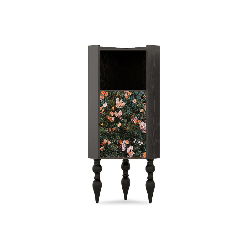 Armoire de coin noire en bois massif