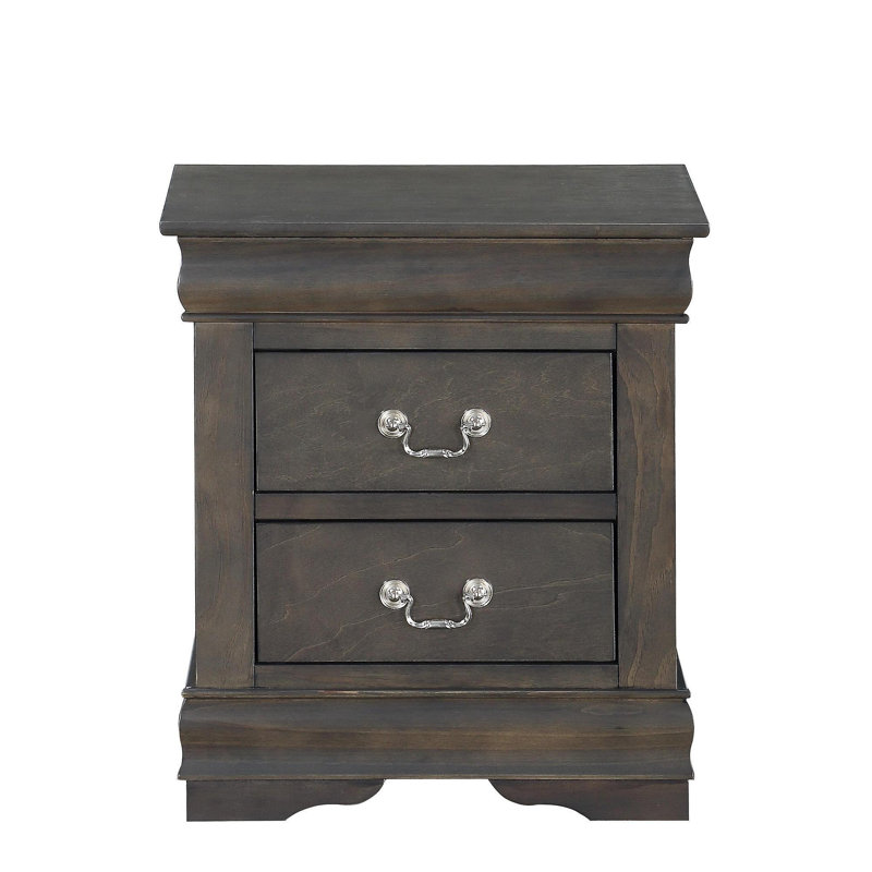 Table de chevet 2 tiroirs gris foncé
