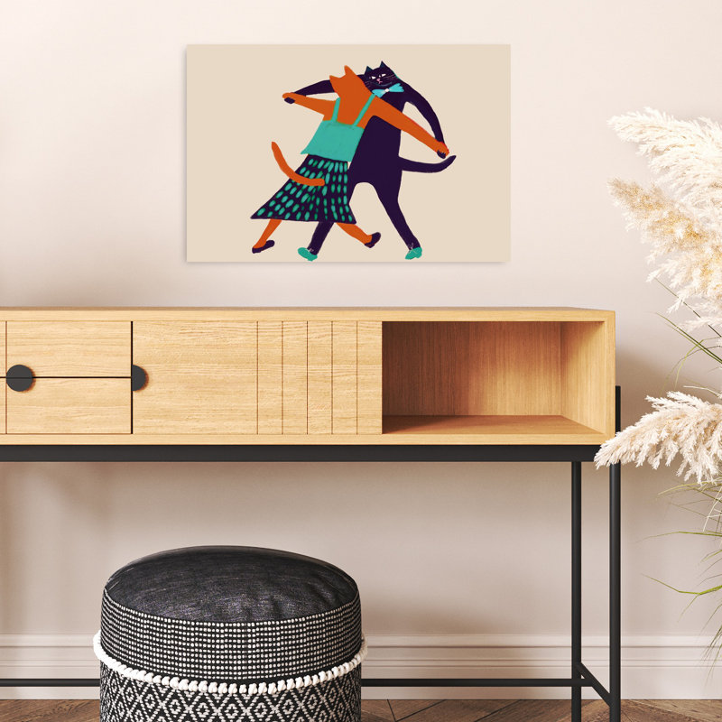 Elegant Dancing Cats Elegant Playful Whimsical Cat Wall Art Print 1 Piece Wrapped Canvas Wall Art, 40.64cm H x 60.96cm W