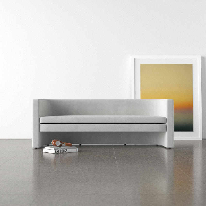 Donati 80" Velvet Square Arm Sofa, Light Gray Velvet