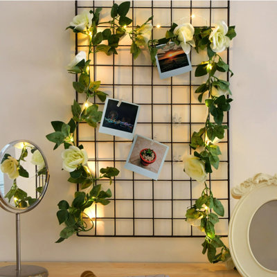  Rose Vine Photo Clips With Lights, Green