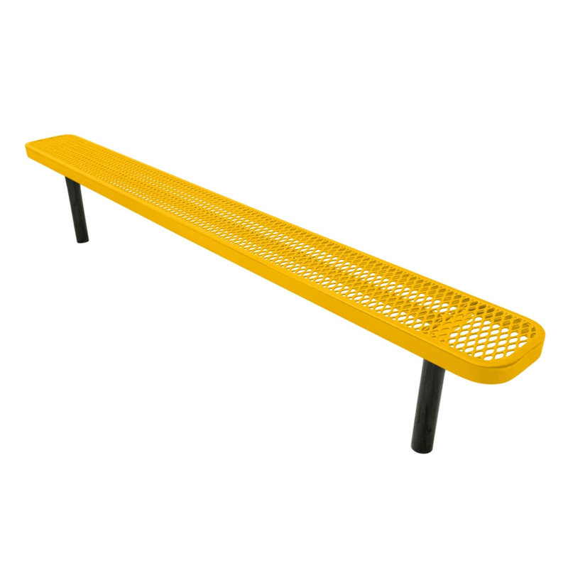 Bench, Textured Black, Expanded, 8Ft, No Back, Inground, 8ft No-Back Inground, Expanded, Yellow