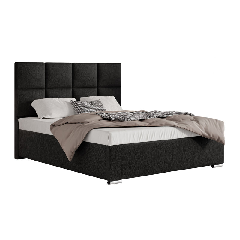 Adilyne Upholstered Ottoman Storage Bed, 160 x 200cm, Black