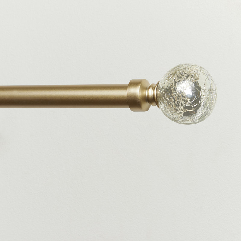 Gold Adjustable Curtain Rod with Acrylic Finials, 36"-72"