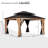 15 ft. x 13 ft. Wood Grain Aluminum Double Galvanized Steel Roof Gazebo with Ceiling Hook,Mosquito Netting and Curtains