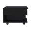 Table basse carrée avec plateau relevable et roulettes, bois manufacturé noir, conception de rangement compacte