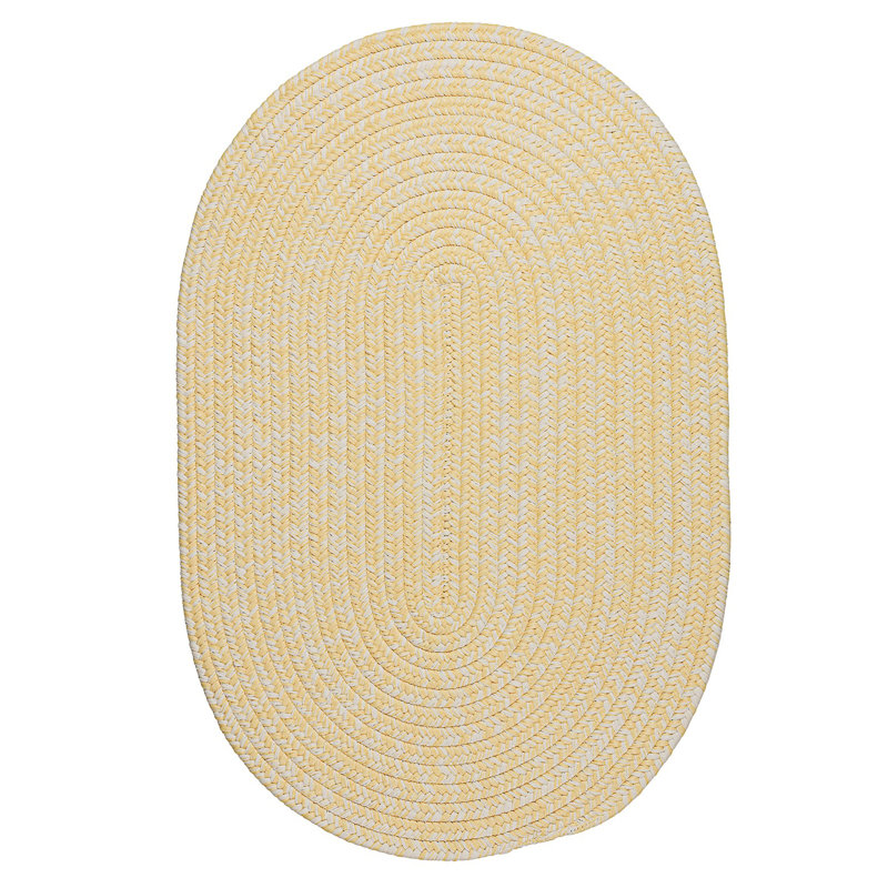 Tapis jaune tressé à la main Abdulrahman, Ovale 2 pi x 4 pi
