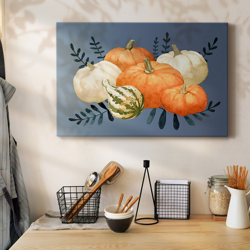 Automne orange et bleus, toile tendue I-Gallery, H 18 po x l 27 po