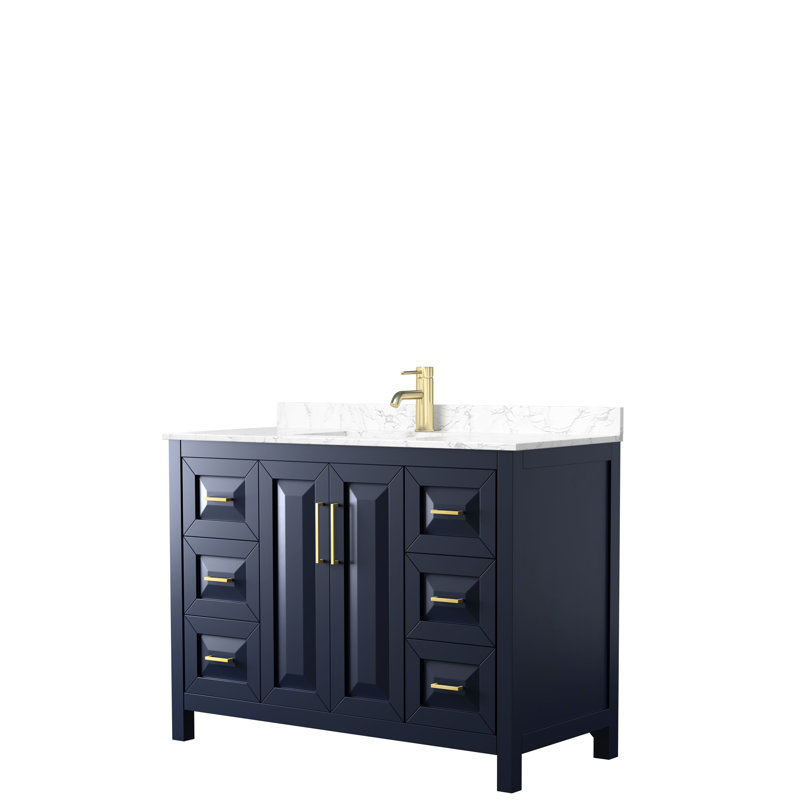 Daria Single Bathroom Vanity Set, Dark Blue, Brushed Gold, 48"