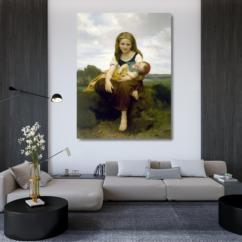 Astoria Grand Bouguereau, art sur toile tendue de la galerie William-Adolphe, "The Elder Sister" 56721, H 47 po x l 36 po