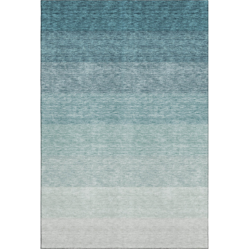 Premium Machine Washable Prisco Teal Rug, Rectangle 8' x 10'