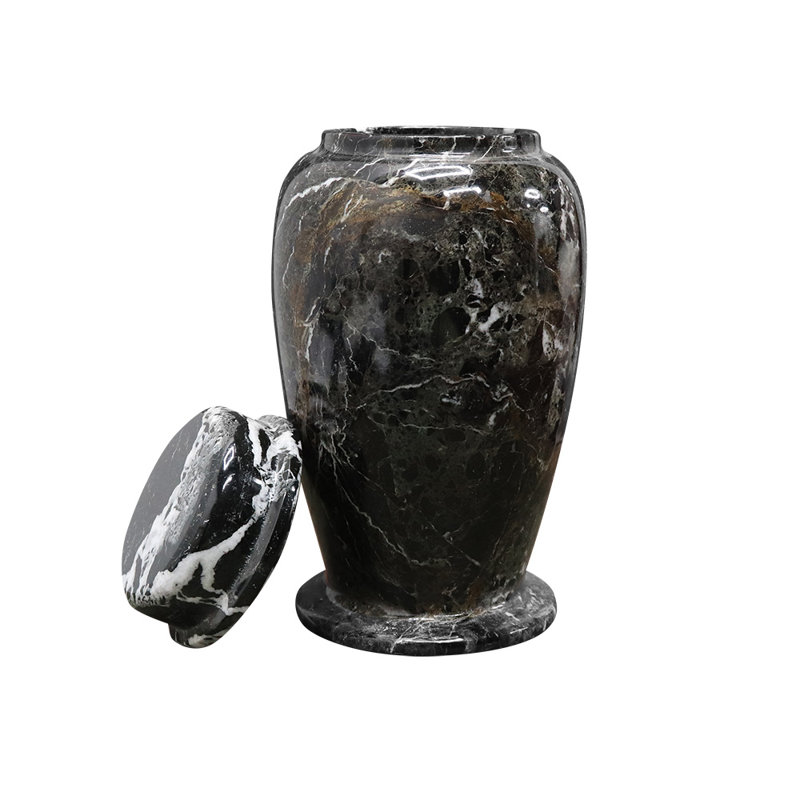 Decorative Marble Cremation Urn, Children And Small Pet Size,, Black