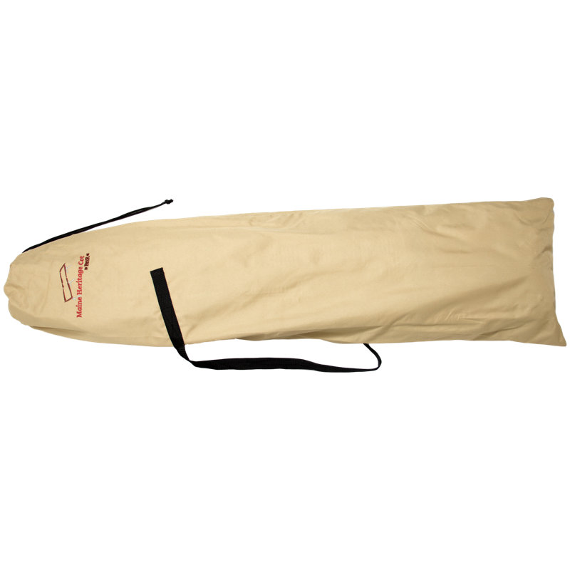 Beige Wooden Folding Camping Cot with Polyester Fabric