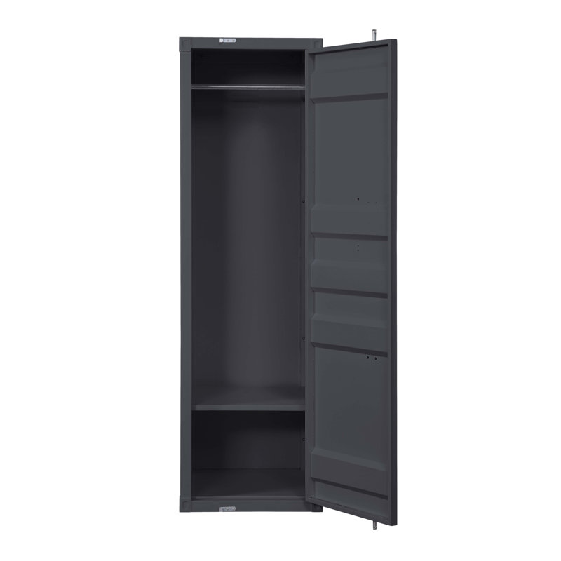 Gunmetal 1-Door Wardrobe With Container Lock, Gunmetal