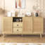 Buffet moderne Opaline de 61 pouces avec 3 portes coulissantes en rotin et 2 tiroirs