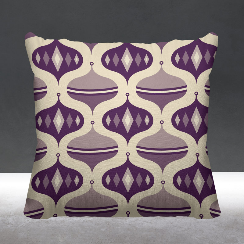 Coussin intérieur / extérieur Noel Christmas Ornament Balls, L 15 po x H 15 po, Mauve