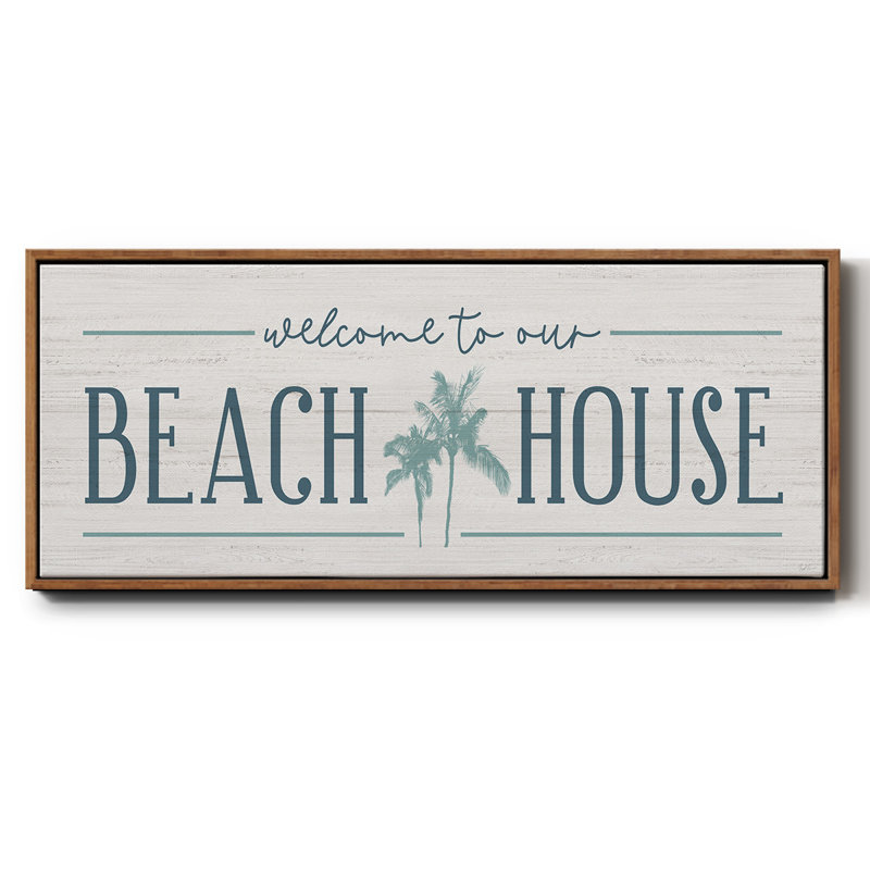 Our Beach House- Framed Canvas, 8" H x 20" W