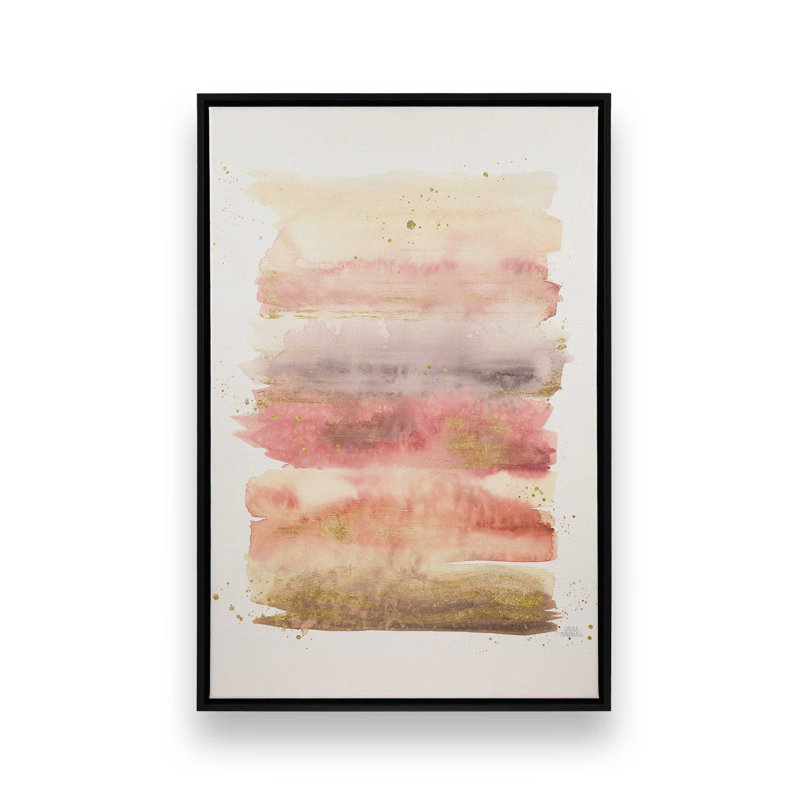 Impression de l'aube dorée v1, Cadre flottant noir satiné, H 30,75 po x l 20,75 po x P 1,75 po