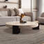Table basse ronde en bois massif beige-129191400