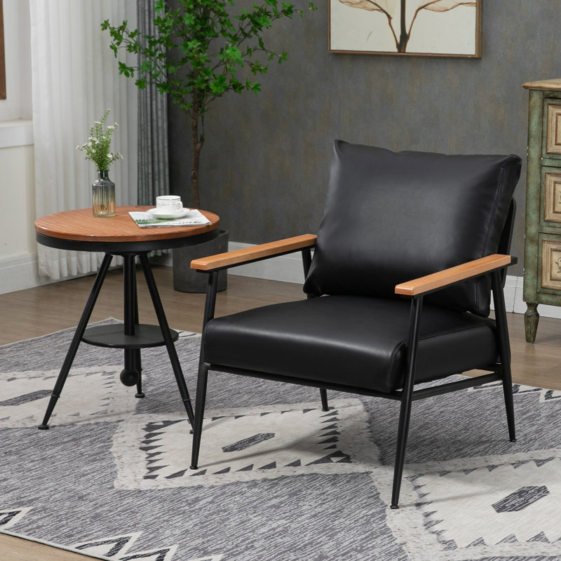 Fauteuil d'appoint Yanalis, Similicuir noir