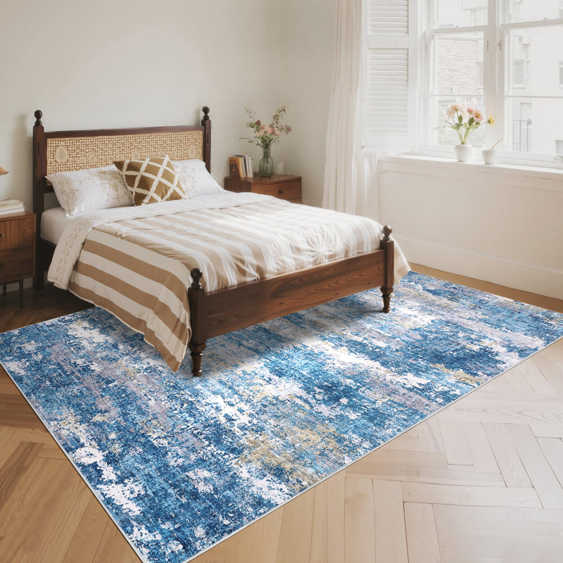 Modern Abstract Machine Washable Area Rug for Living Room, Modern Living Room Carpet with Non-Slip Backing, Soft Stain Resistant Bedroom Carpet