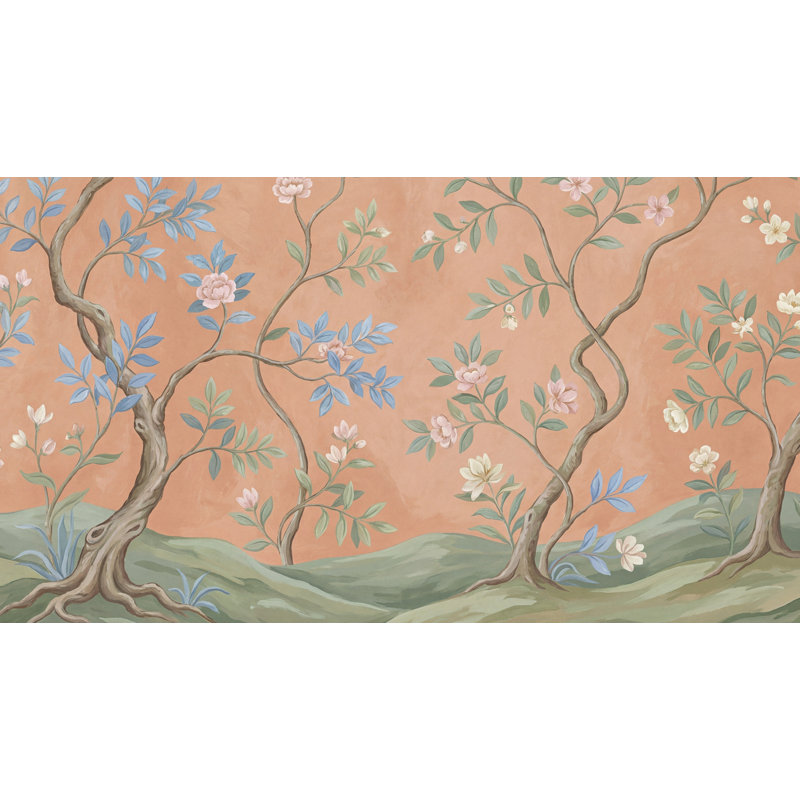 Papier peint botanique rétro, Non-Woven Nonpasted, 160 po x 108 po