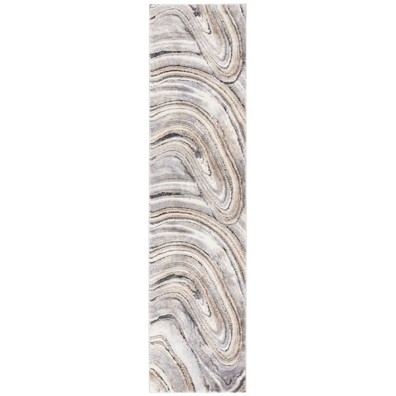 Makenna Abstract Ivory/Gray/Tan Area Rug, Runner 2'2" x 9'