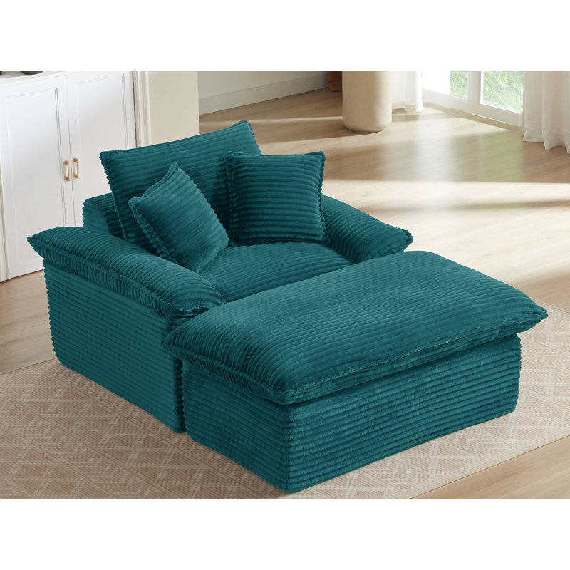 Accent Armchair With Ottoman, Green
