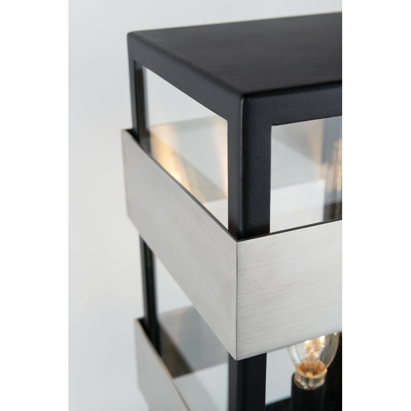 Textured Black Iron and Glass 3-Light Outdoor Wall Lantern