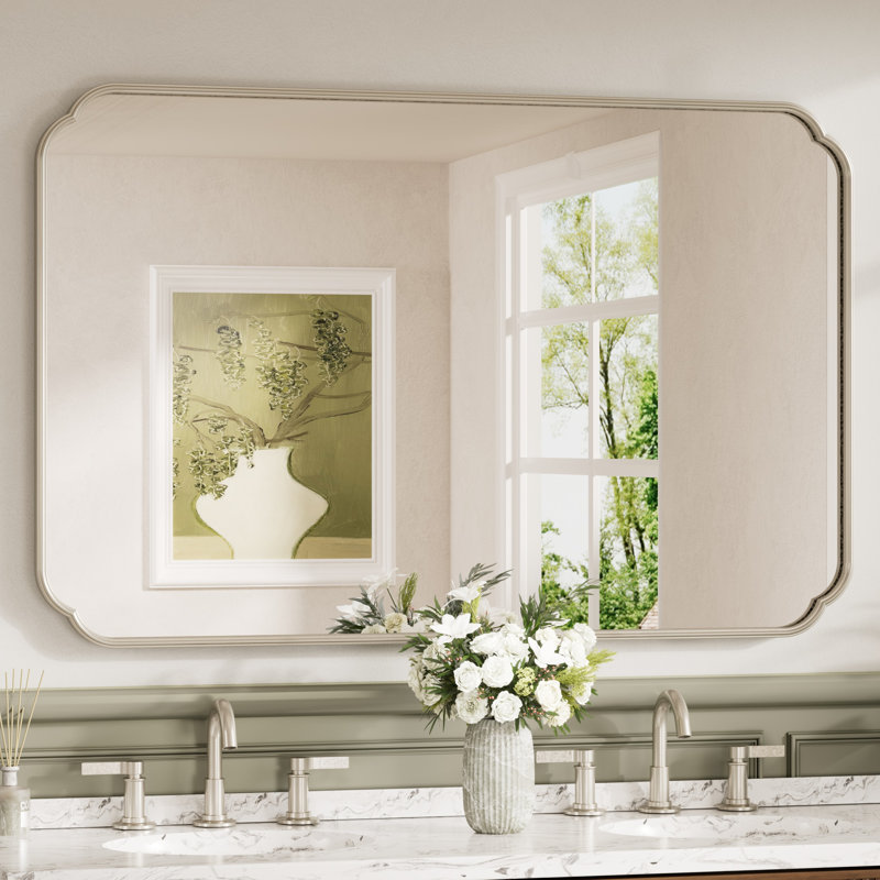 Miroir de salle de bain mural avec miroir trempé, 36 po x 55 po, Nickel