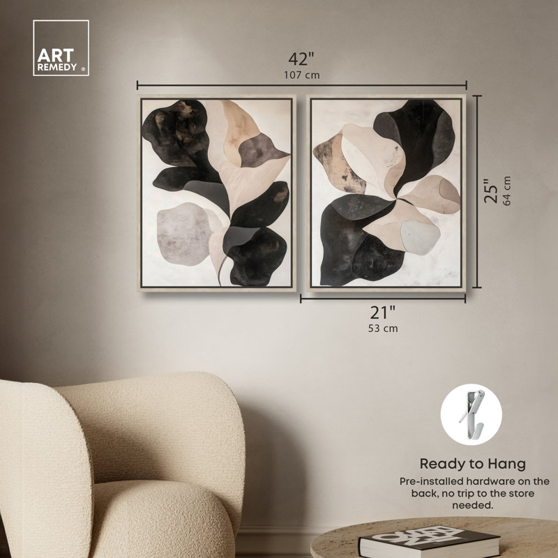 «Calyx Duo» par Curvature, H 25 po x l 21 po, Cadre blond