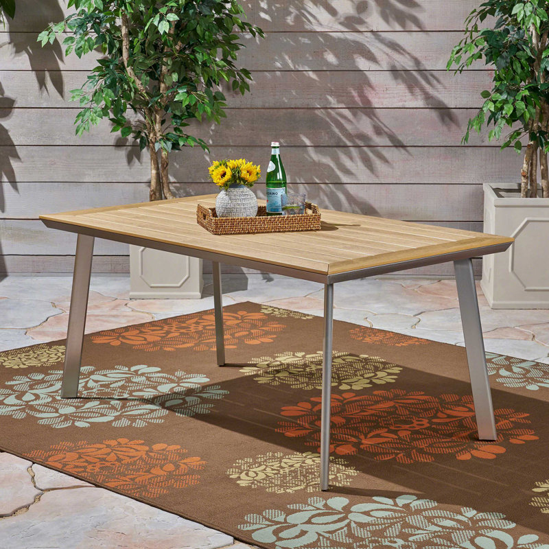 Table de salle à manger avec plateau en faux bois Leeds