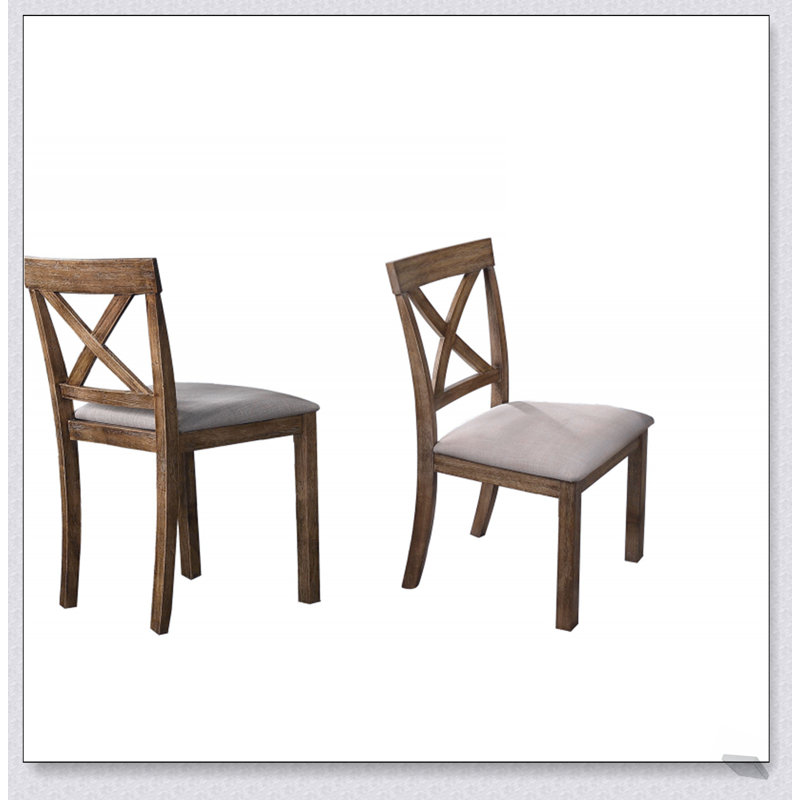 Ensemble de 2 chaises de salle à manger en chêne antique avec dossier ouvert en X et coussin rembourré, parfait pour le confort et le style de toute salle à manger