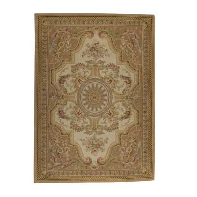 Hand-Knotted Aubusson High-Quality Brown/Beige Area Rug