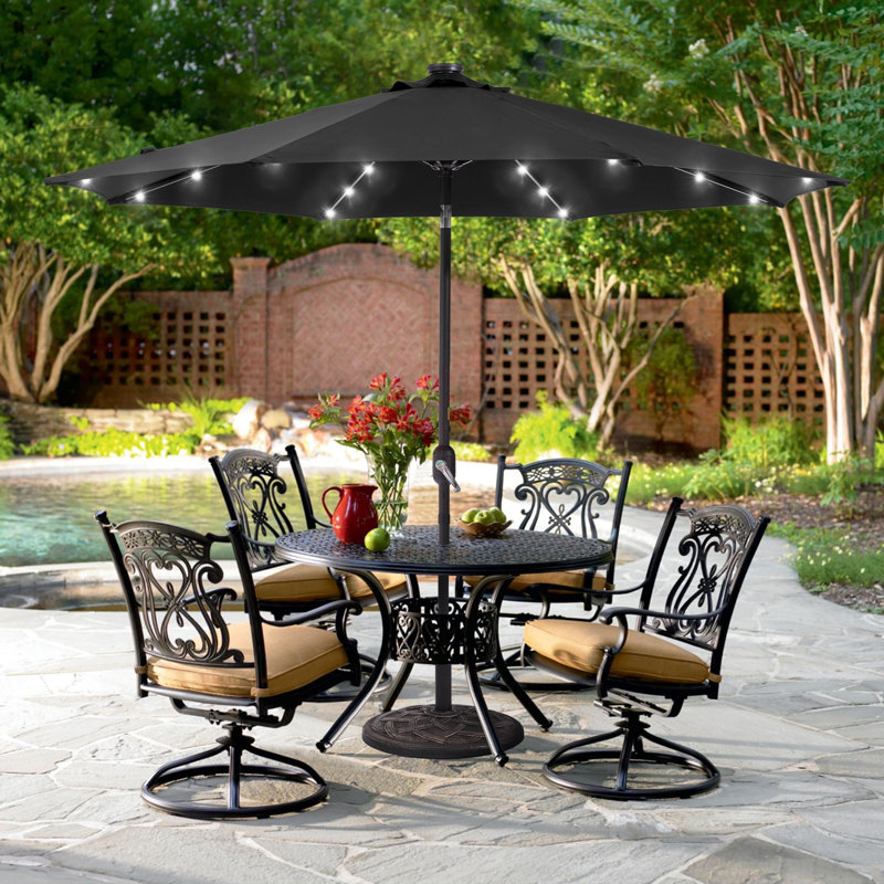  Parasol de marché 9 pi, Noir, H 92,5 po x l 108 po x P 108 po
