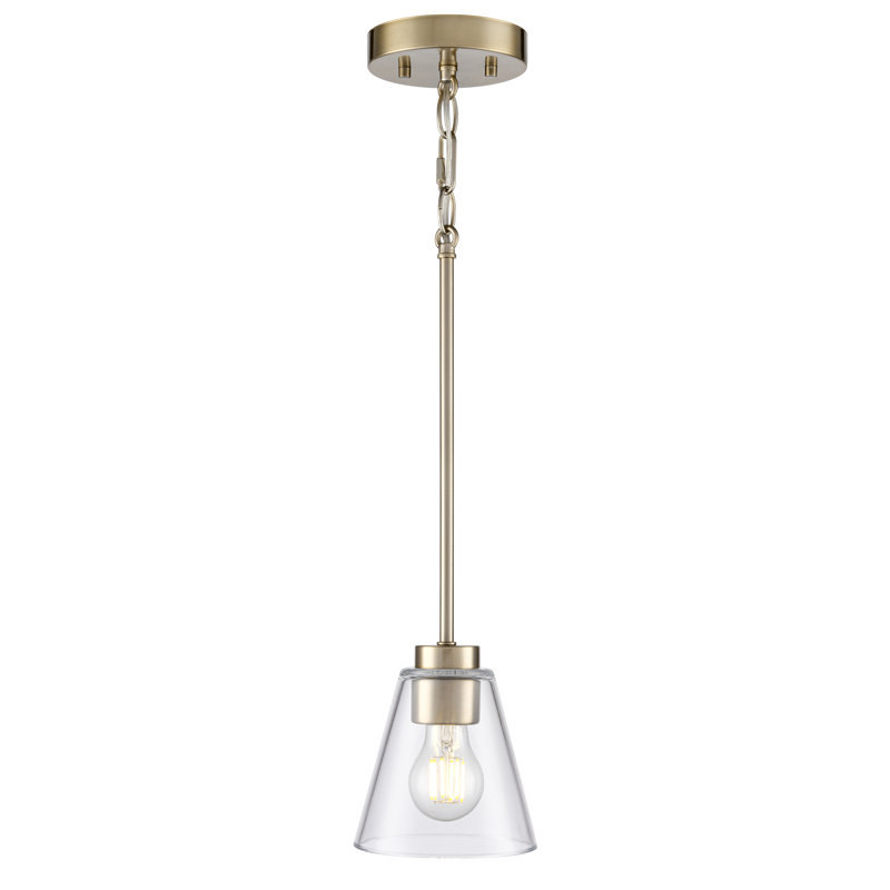 Mini-luminaire suspendu 1 lumière 5,75 "Strayhan - Or moderne, Or brossé