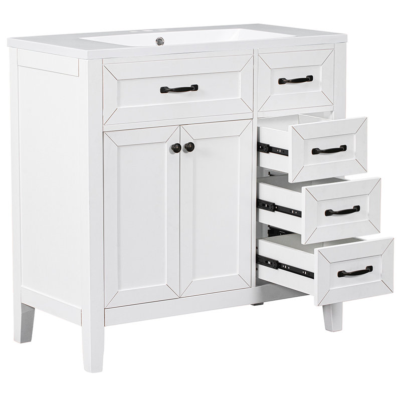 Armoire de salle de bain avec tiroirs, Blanc