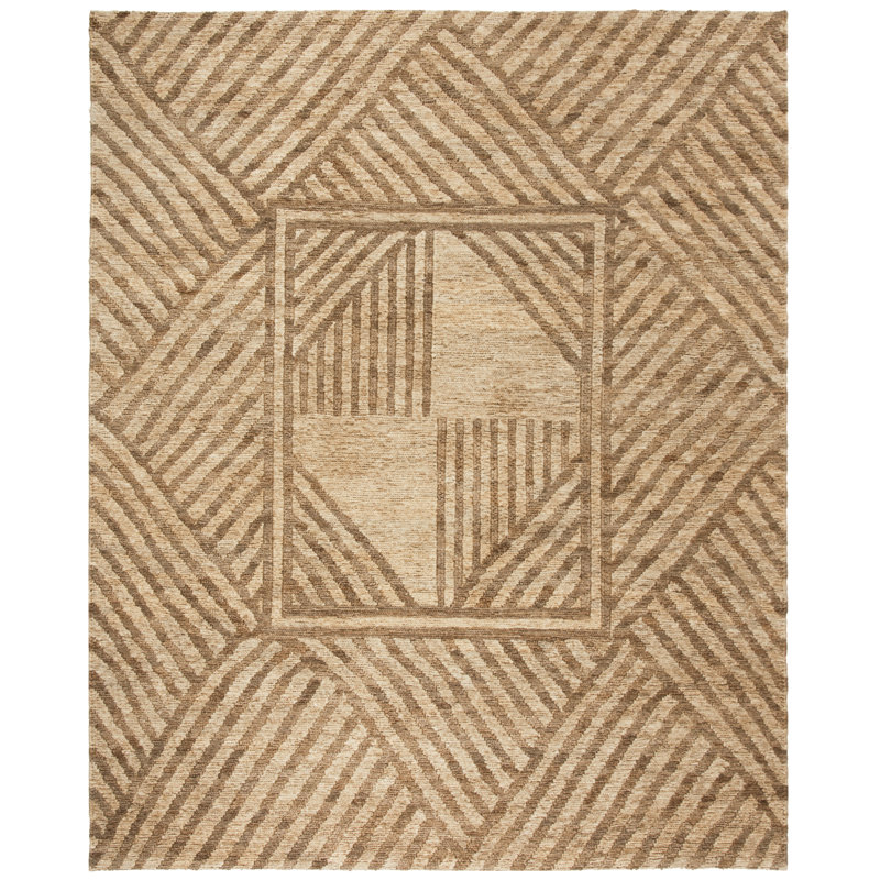 Tapis géométrique en jute tissé à la main, Rectangle 8 pi x 10 pi