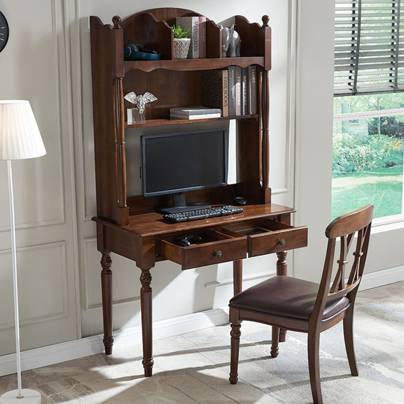 Bureau rectangulaire en bois massif brun noisette, H 29,92 po x l 39,37 po x P 19,69 po