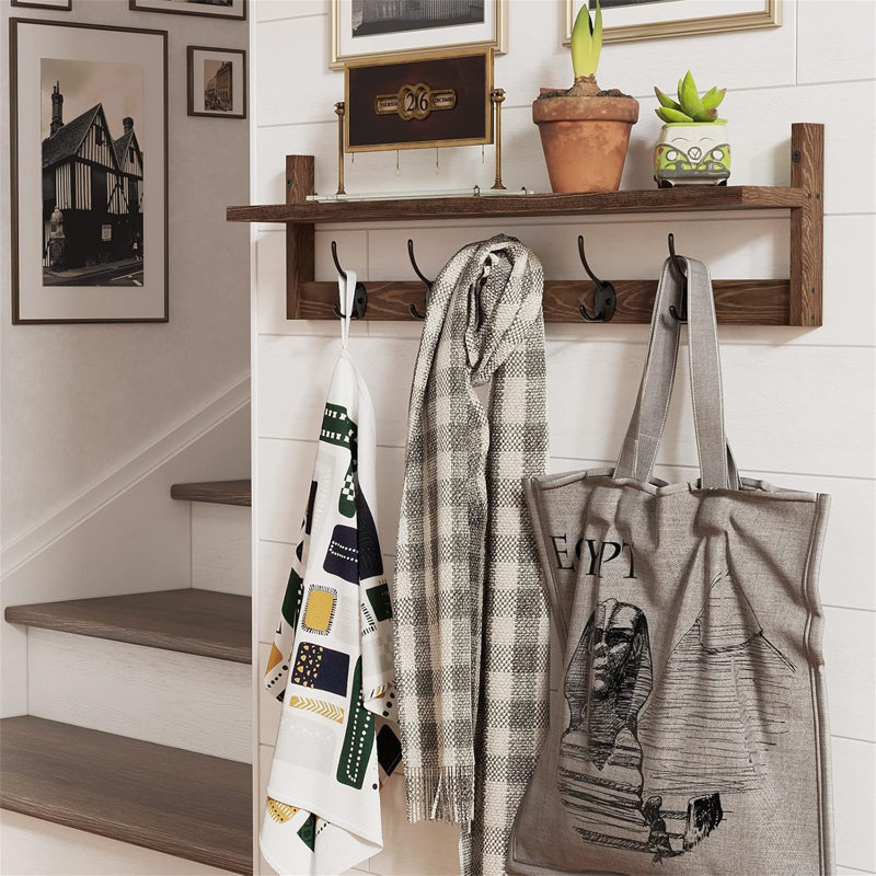 Wall Mounted Coat Rack, Brown