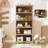 5-Tier Farmhouse Bookcase with Adjustable Shelves, Floor Standing Open Display Storage Rack, Anti-Slip Design-522821315-522821373