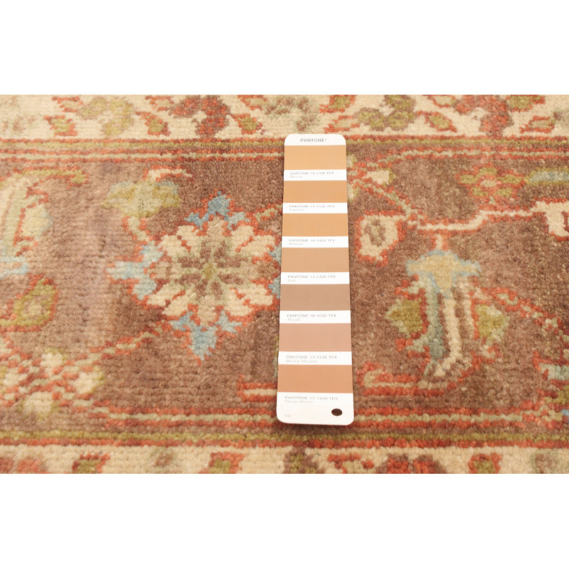 Gris en laine noué à la main de style oriental Bohdan/orange/Ivoire Tapis décoratif
