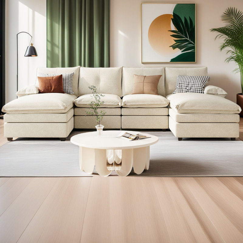 Canapé modulaire en U en chenille avec accoudoirs réglables - parfait pour les salons, les bureaux et les espaces spacieux