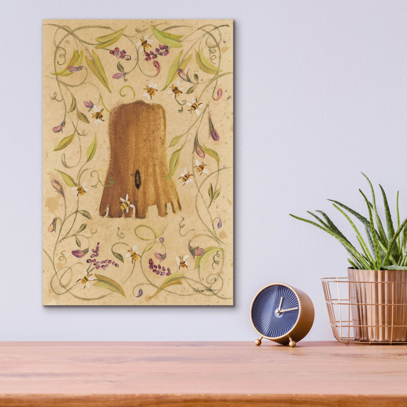 «Bee Skep And Flowers 2» par Cheri Blum, art mural en verre acrylique, H 16 po x l 12 po x P 0,13 po