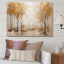 Minimalisme beige et forêt dorée sur toile