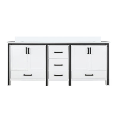 72 In. W X 22 D White Double Bath Vanity - Quartz Top, Solid Wood Build, Soft Close, Scratch And Stain , 2 Cabinets & 5 Drawers For Bathroom Storage Facility 72"w 22"d Countertop, Frame, Ample Space