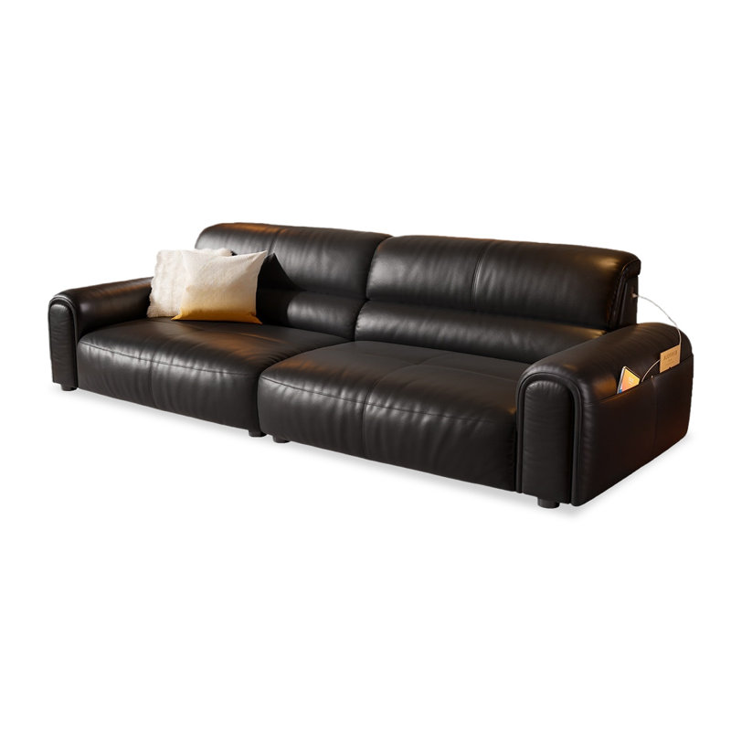 Coussin modulaire en cuir véritable, 4, Noir, H 36,22 po x l 108,66 po x P 41,73 po