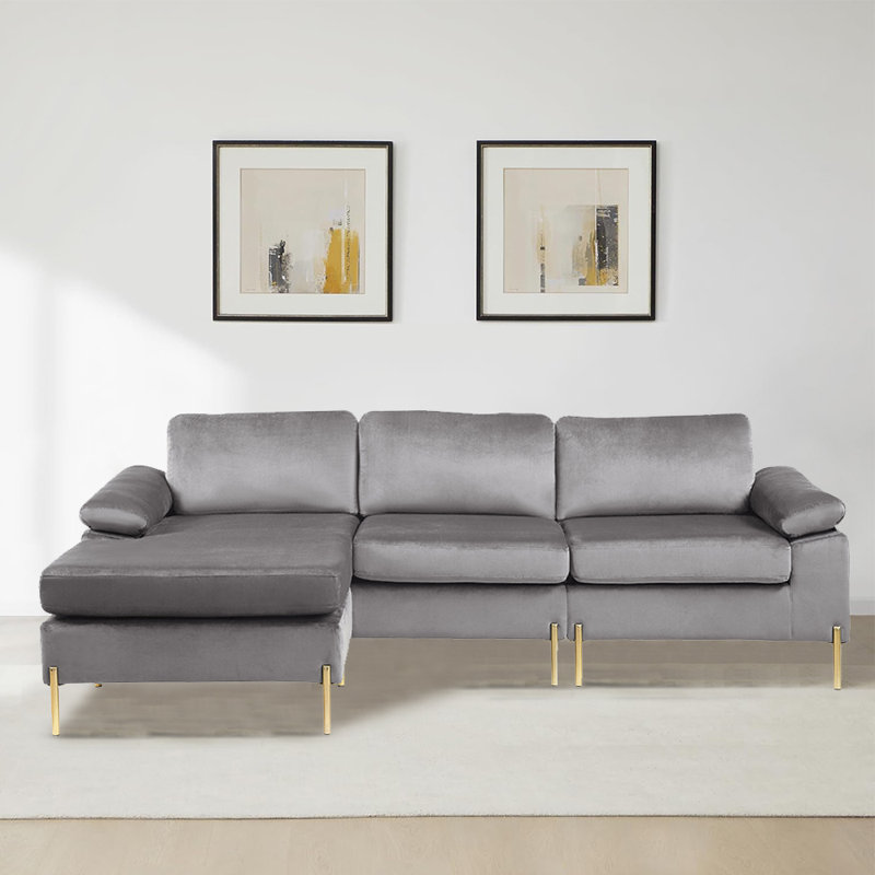 Canapé modulaire Leiny, Velours gris