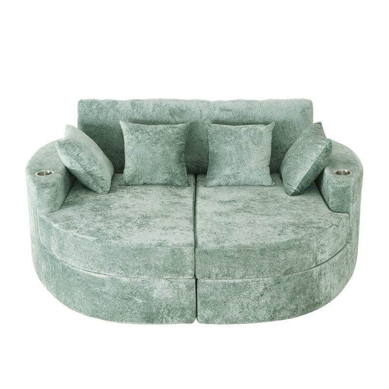 Fauteuil demi-tonneau rembourré avec porte-gobelets, Vert